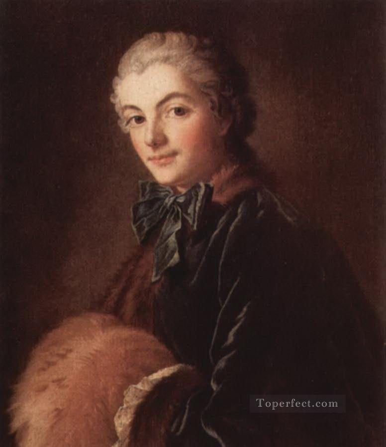 マフを持つ貴婦人の肖像 フランソワ・ブーシェ油絵